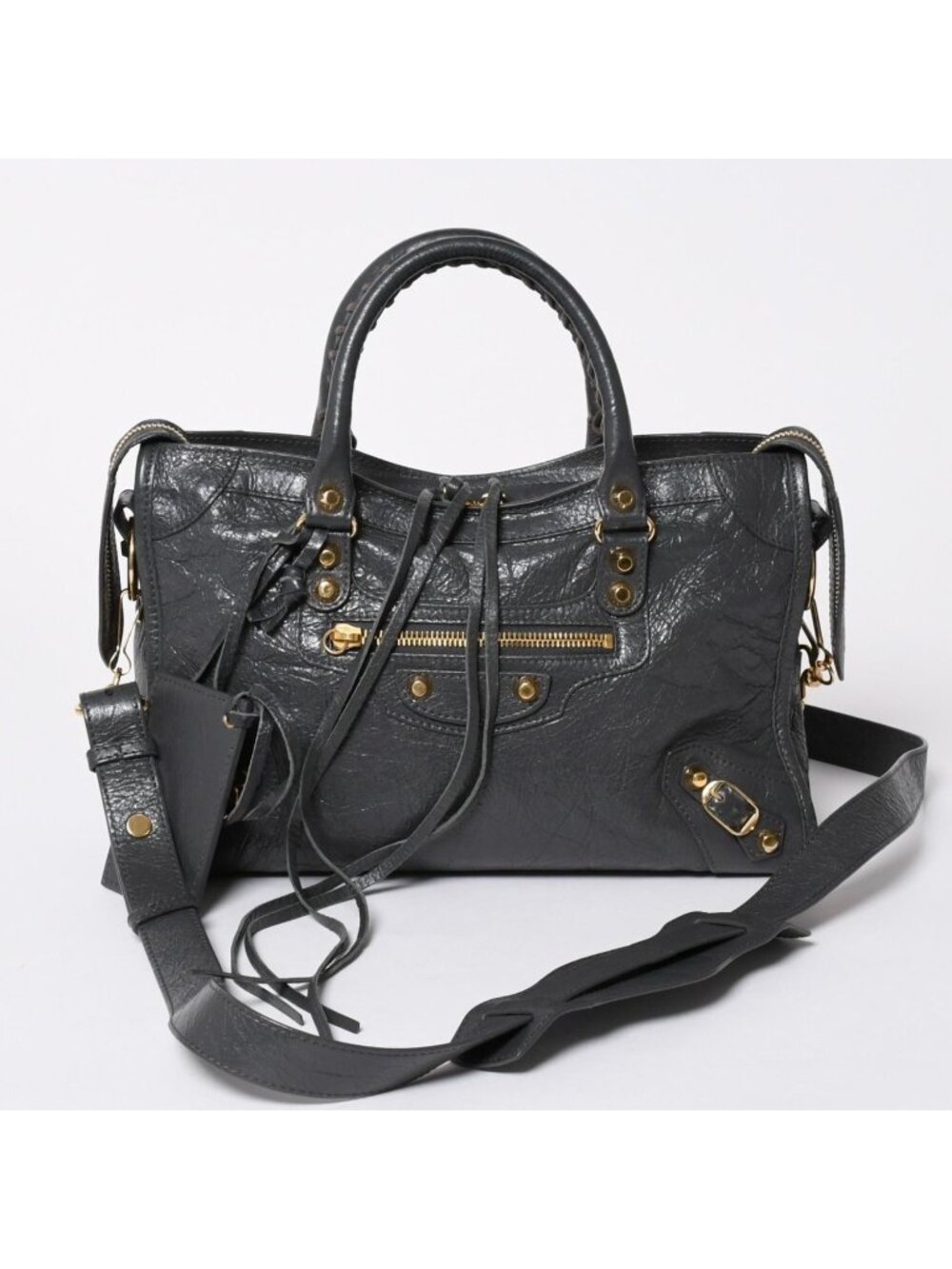 Balenciaga Classic City 2-Way Shoulder Bag Dark Gray Gold